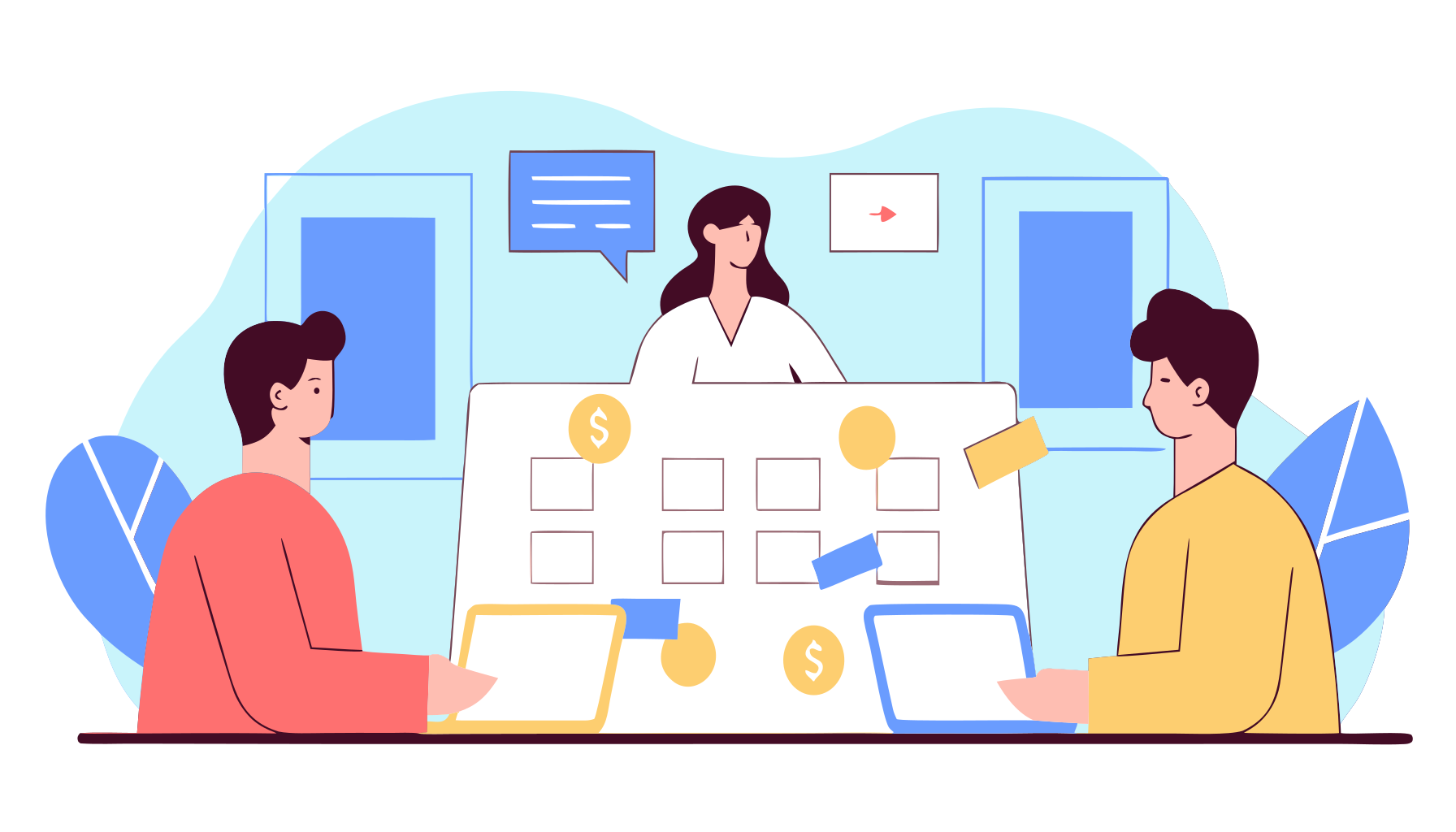 Vector flat illustration for Invoice financing for marketing agencies