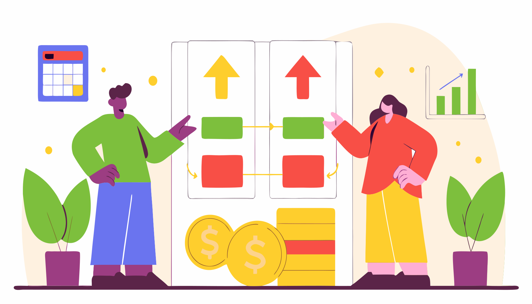 Vector flat illustration for Staffing factoring: A guide to funding payroll