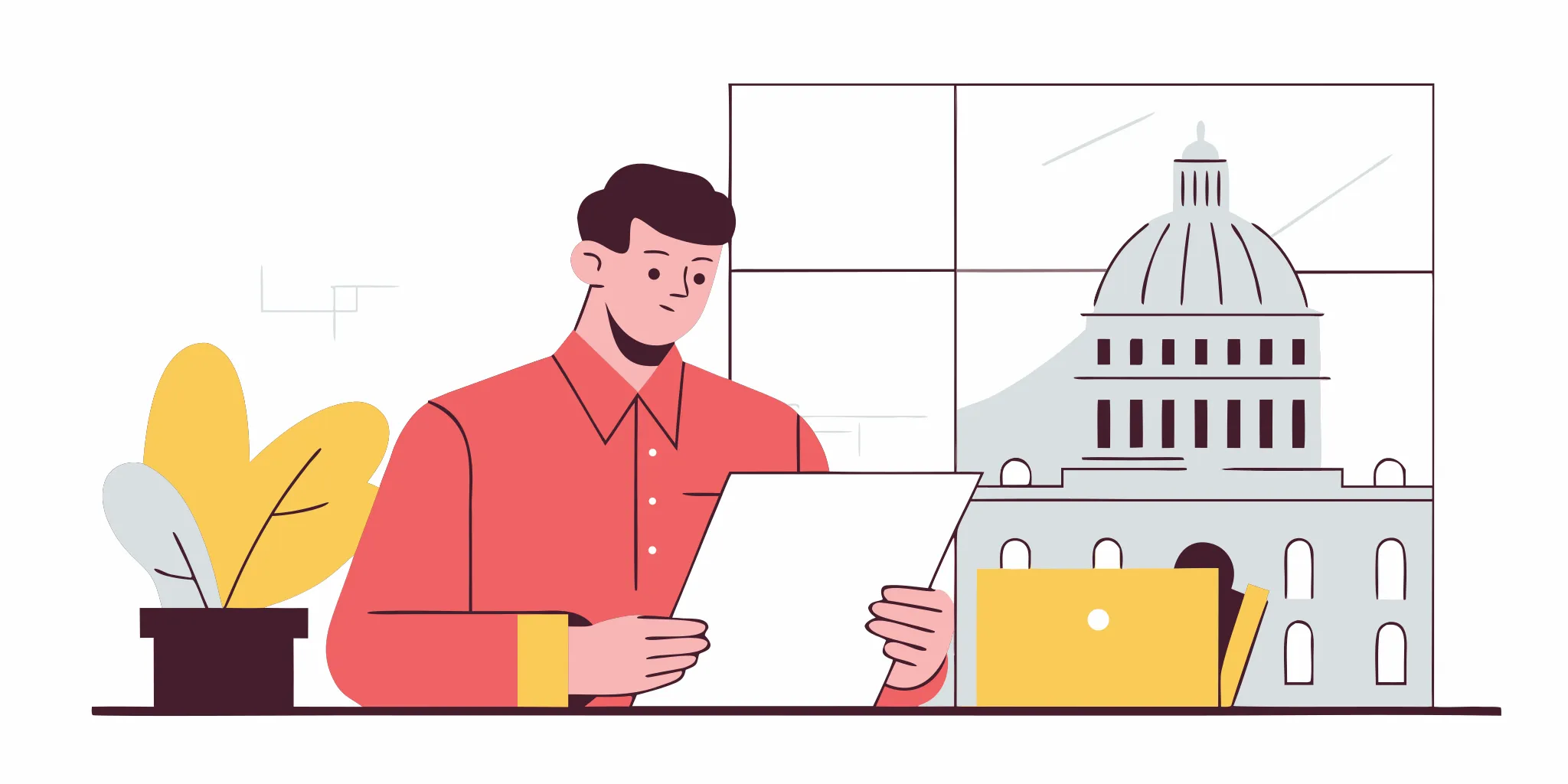 Government contractor reviewing approved invoices at a desk