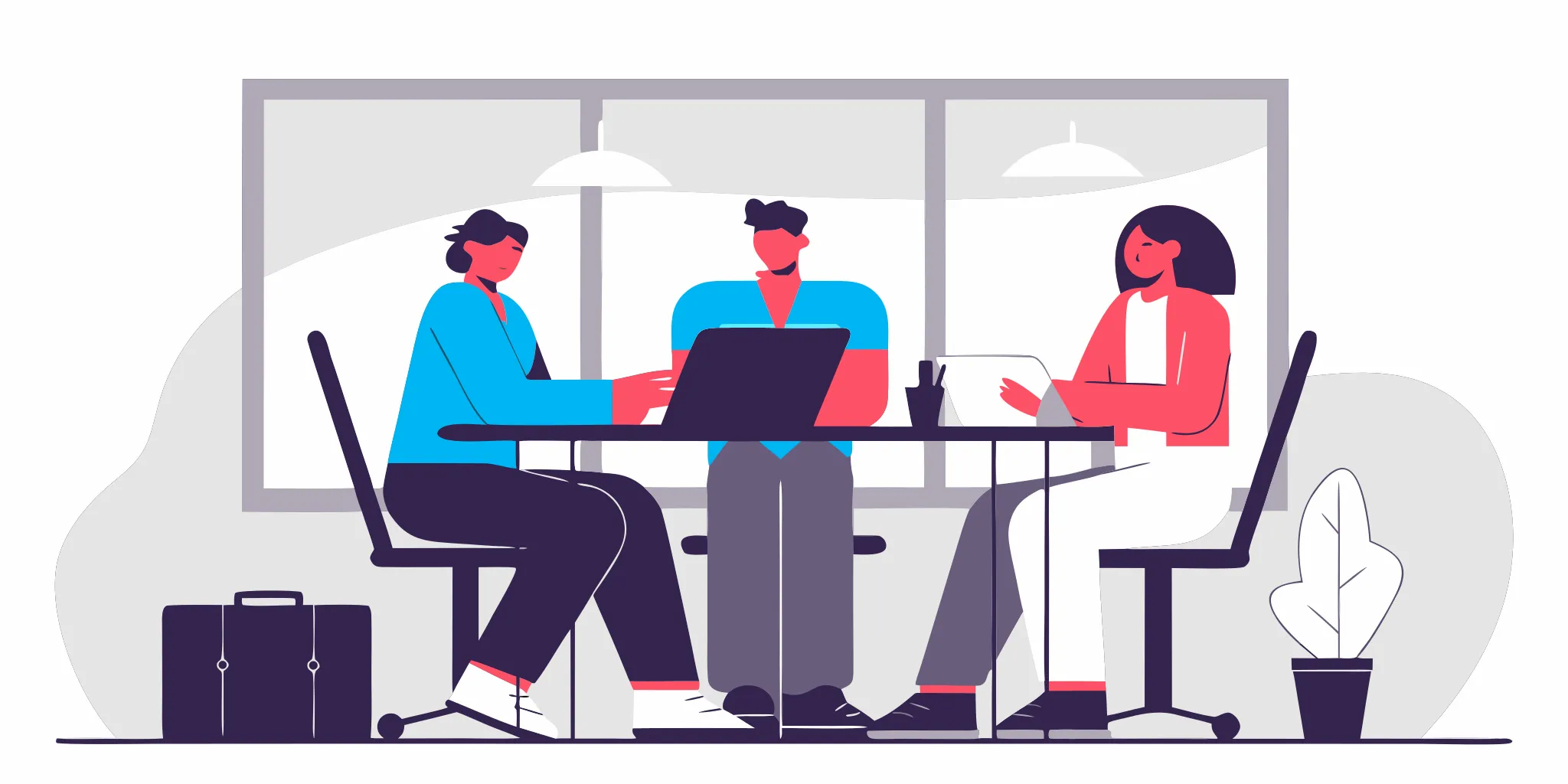 Marketing agency leadership team reviewing financial reports around a conference table in a bright modern office