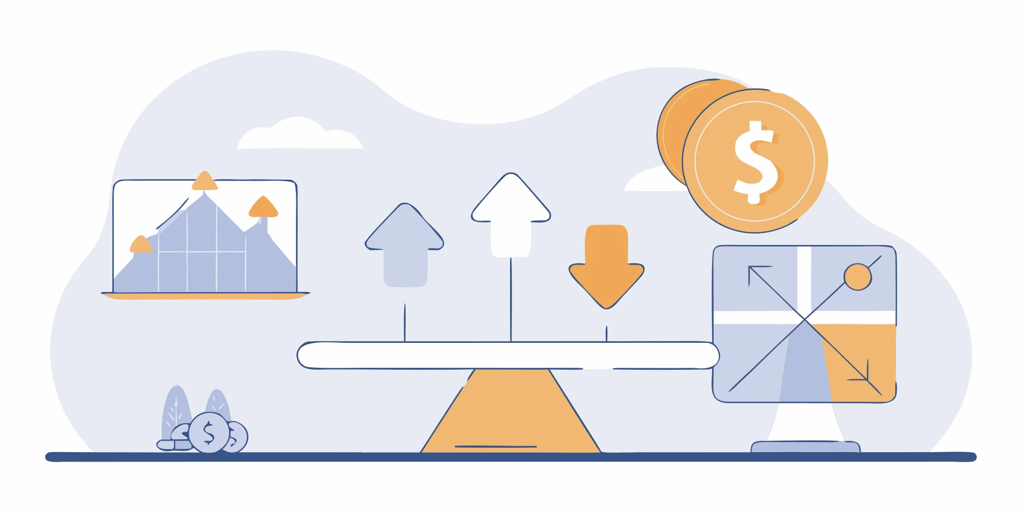 Illustration comparing flat fee invoice financing with compounding factoring fees