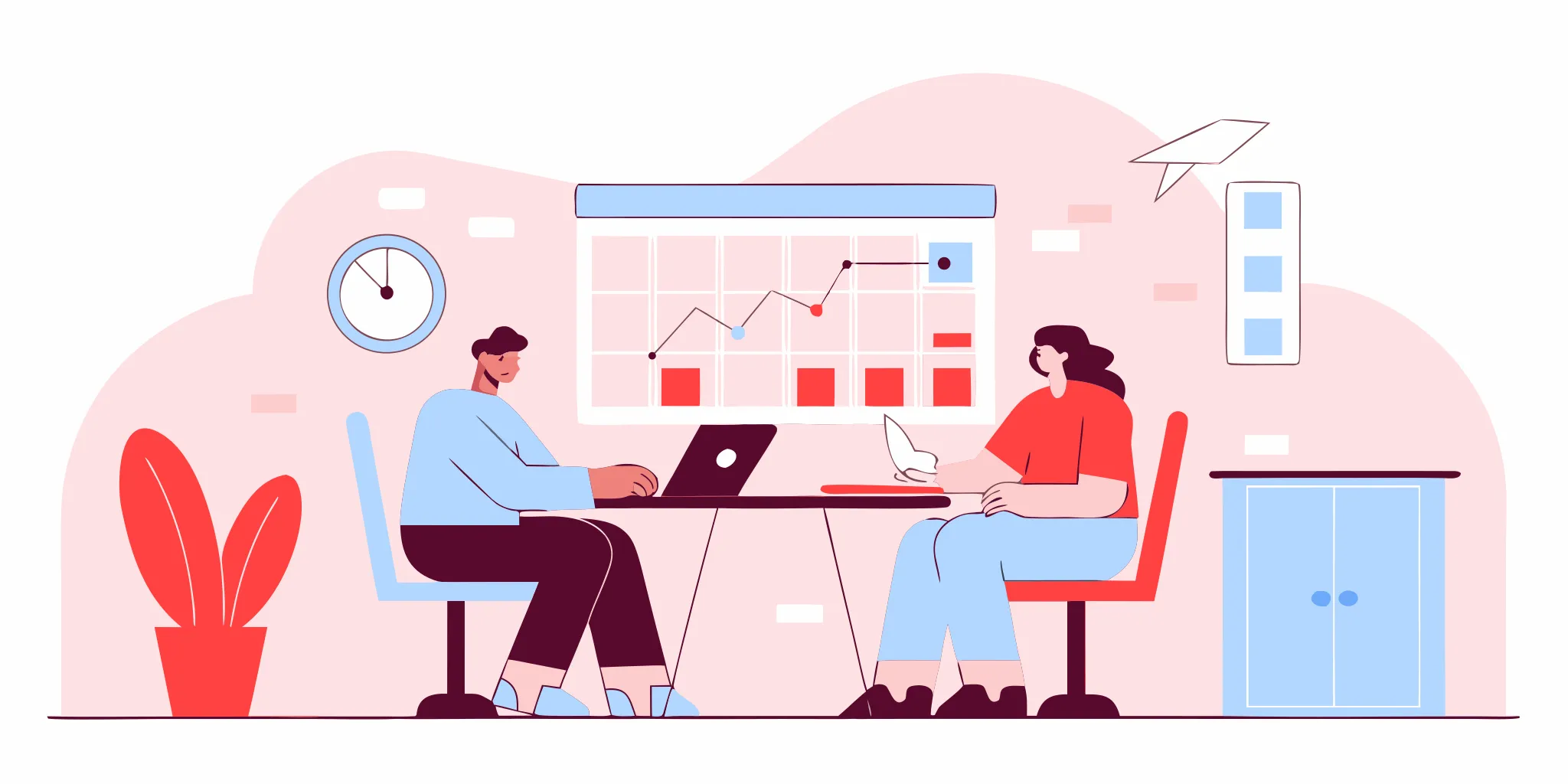 Marketing agency professionals collaborating in a modern office with visual indicators of fast cash flow movement