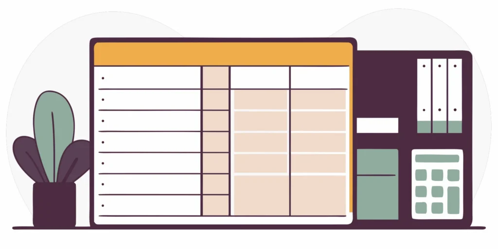 A professional invoice model template on a desk with a calculator.