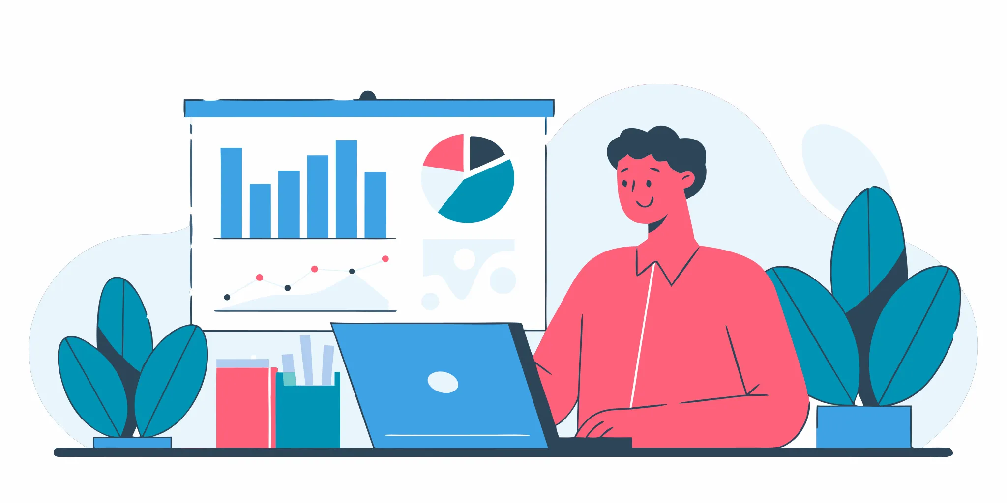 B2B business owner reviewing financial reports in a modern office
